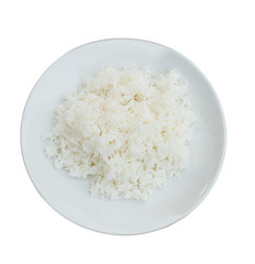 Rice in  plate on a white background