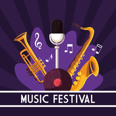 poster music festival with musical instrument