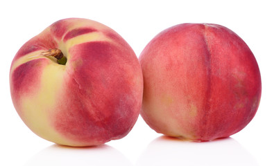 Ripe peach healthy fresh fruit from nature isolated on a white background.