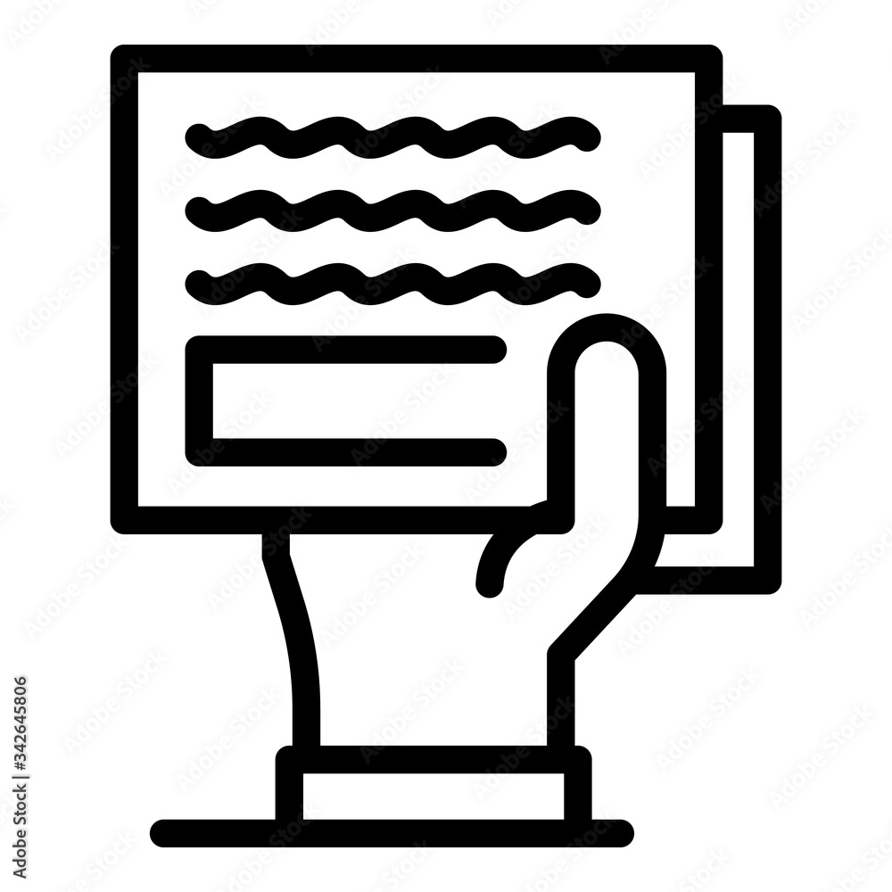 Poster correspondence in hand icon. outline correspondence in hand vector icon for web design isolated on w