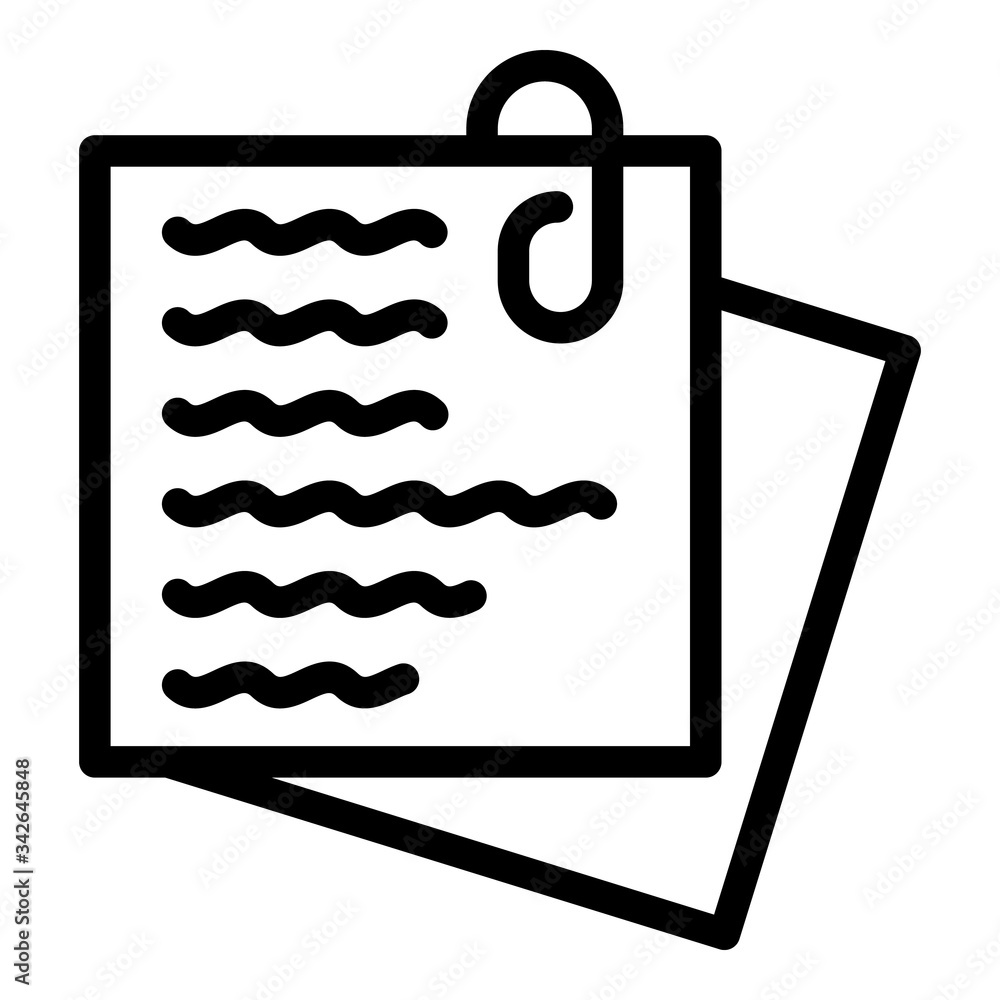 Poster paper clip notes icon. outline paper clip notes vector icon for web design isolated on white backgro
