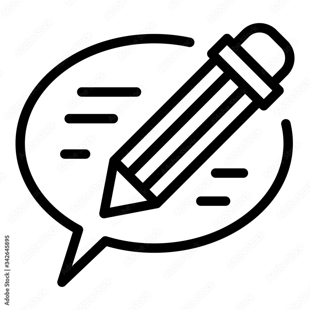 Poster chat bubble and pencil icon. outline chat bubble and pencil vector icon for web design isolated on w