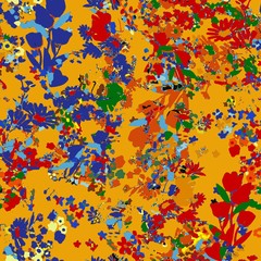 Cute pattern in a small flower. Little leave flowers. Colorful and bright summer silhouette. Abstract seamless pattern with leaves, flowers. Background composition with floral vector for modern style.