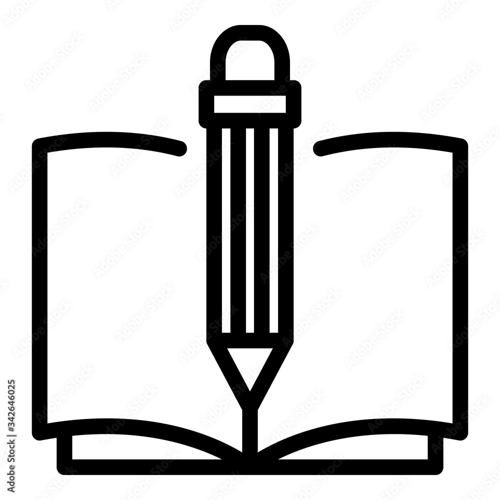 Poster pencil and notebook icon. outline pencil and notebook vector icon for web design isolated on white b