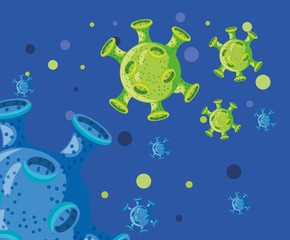 Fototapeta na wymiar poster with virion of coronavirus