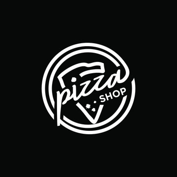 pizza logo label shop vintage design vector