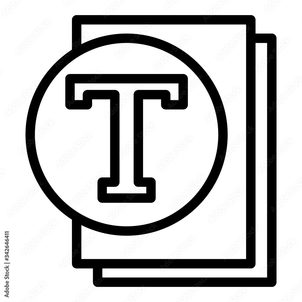 Poster sheets of paper and letter t icon. outline sheets of paper and letter t vector icon for web design i