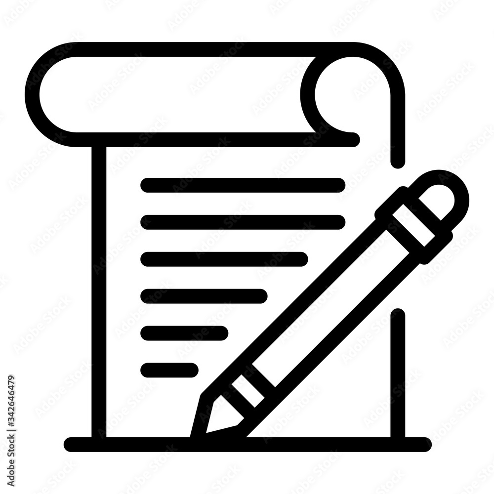 Poster pencil and paper icon. outline pencil and paper vector icon for web design isolated on white backgro