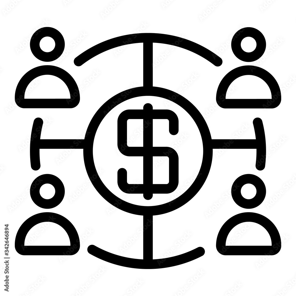 Aufkleber dollar in target and people icon. outline dollar in target and people vector icon for web design iso