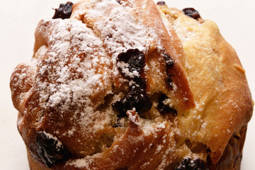 Easter cake with powdered sugar on the crust