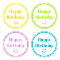 Set of four round icons with the inscription 