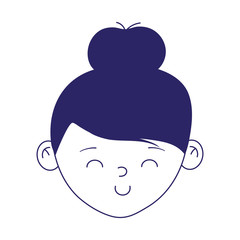 young girl face character isolated icon on white background