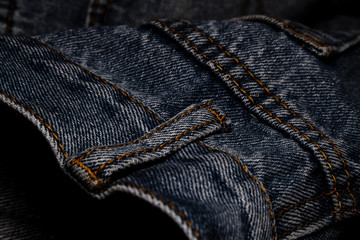 A close-up picture of crinkle blue jeans