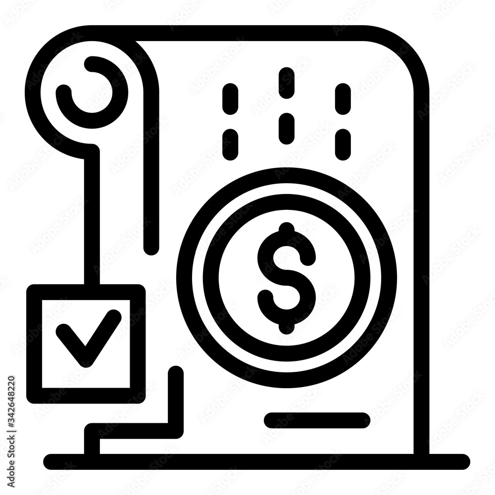 Poster dollar coin and tick mark icon. outline dollar coin and tick mark vector icon for web design isolate