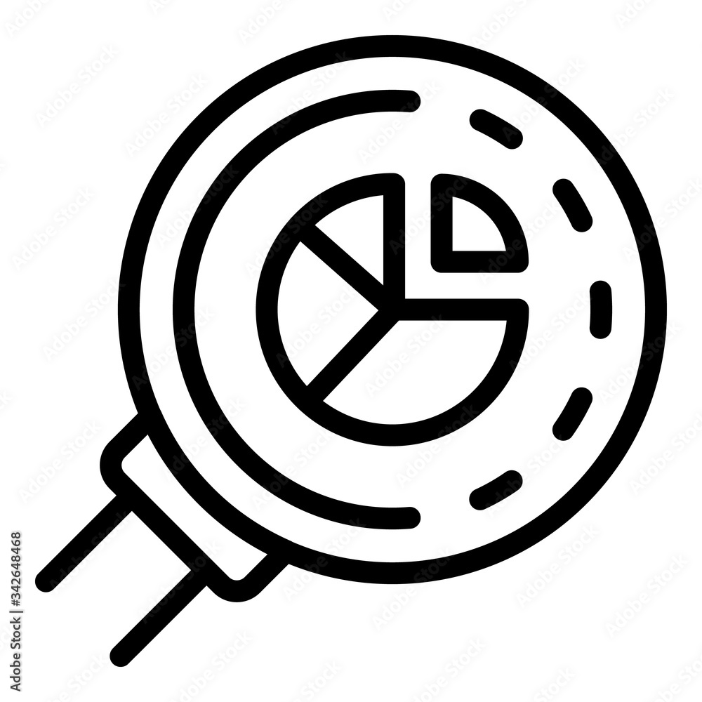 Poster diagram pie in magnifier icon. outline diagram pie in magnifier vector icon for web design isolated 