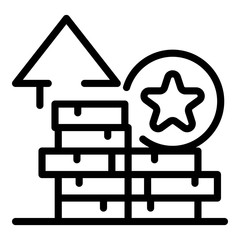 A star on a brick wall icon. Outline a star on a brick wall vector icon for web design isolated on white background