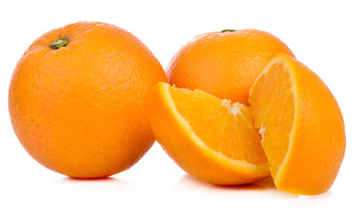 Orange slice healthy fresh fruit from nature isolated on a white background.