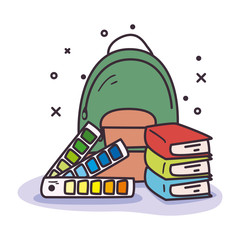 Books colors palette and bag vector design