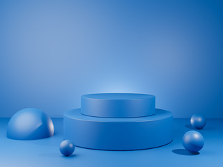 3D background renders platforms Stan Pantone classics blue color geometric shape podium modern minimalist mockup for cosmetics podium or showcase. color Pantone 2020