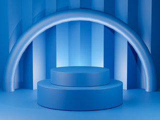 3D background renders platforms Stan Pantone classics blue color geometric shape podium modern minimalist mockup for cosmetics podium or showcase. color Pantone 2020