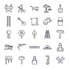 Construction line style icon set vector design