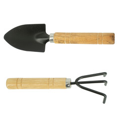 Garden shovel and rake isolated