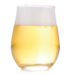 Glass of beer isolated white background