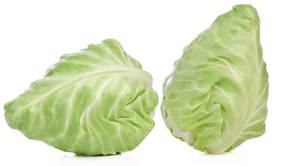 Obraz premium Green cabbage healthy fresh vegetable from nature isolated on a white background.