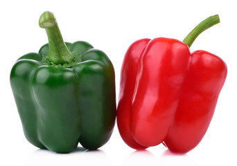 pepper  sweet red and green isolated on a white background