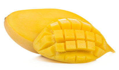 Fototapeta premium Mango slice cut healthy fresh fruit from nature isolated on a white background.