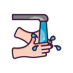 faucet and hand washing, line color style