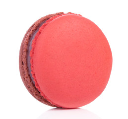 Sweet and colourful french macaroons on white background, Dessert.