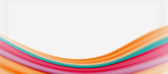 Wave lines abstract background, smooth silk design with rainbow style colors. Liquid fluid color waves. Vector Illustration