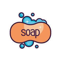 soap bar with foam icon, line color style