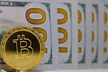 banknotes and bitcoin