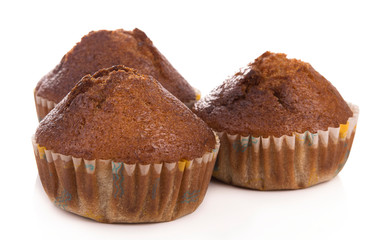 Homemade banana bread isolated on white background