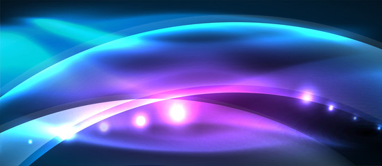 Abstract background. Shiny design neon waves with light effects, techno trendy design. Vector Illustration For Wallpaper, Banner, Background, Card, Book Illustration, landing page