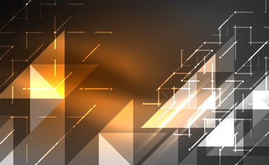 Abstract background, mosaic triangle pattern with transparent effects on glowing neon shiny backdrop. Vector Illustration For Wallpaper, Banner, Background, Card, Book Illustration, landing page