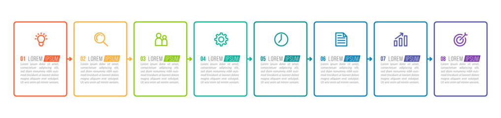 Minimal infographic template design with numbers 8 options or steps.