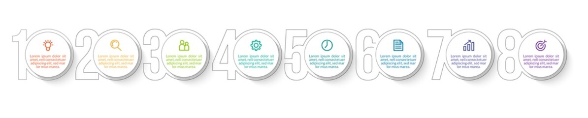 Minimal infographic template design with numbers 8 options or steps.