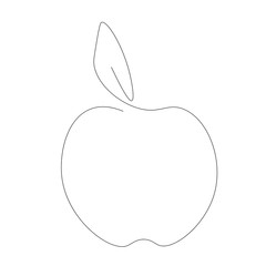 Apple fruit icon or logo line drawing, vector illustration