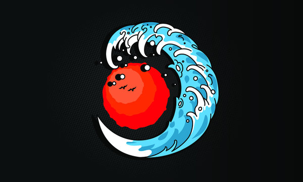 Vector illustration isolated japanese wave