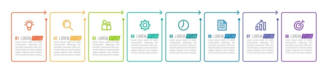 Minimal infographic template design with numbers 8 options or steps.