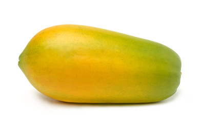 Single papaya isolated on white background.