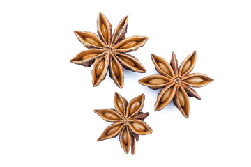 star anise on white background.