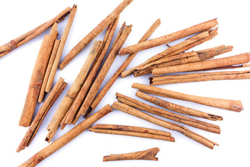 cinnamon on white background.