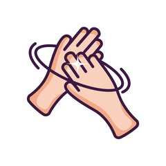 hand washing gesture icon, line color style