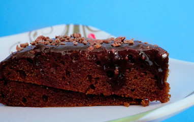 slice of chocolate cake with chocolate