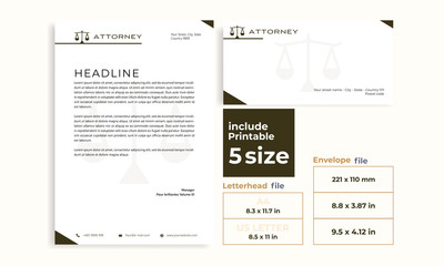 letterhead, Envelope minimalist classic size DL, A4 and US Letter design template