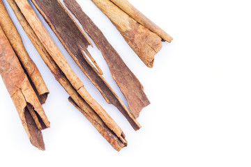 cinnamon on white background.